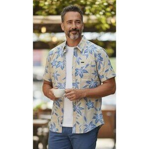 O'Neill Trvlr Series Resort Hawaiian SS Top Relaxed Fit Men's Blue Green M NWT
